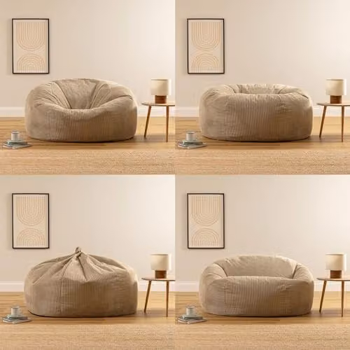 icon Soul Corduroy Bean Bag Sofa in Beige, W/D/H: 130 x 116 x 57 cm – 2