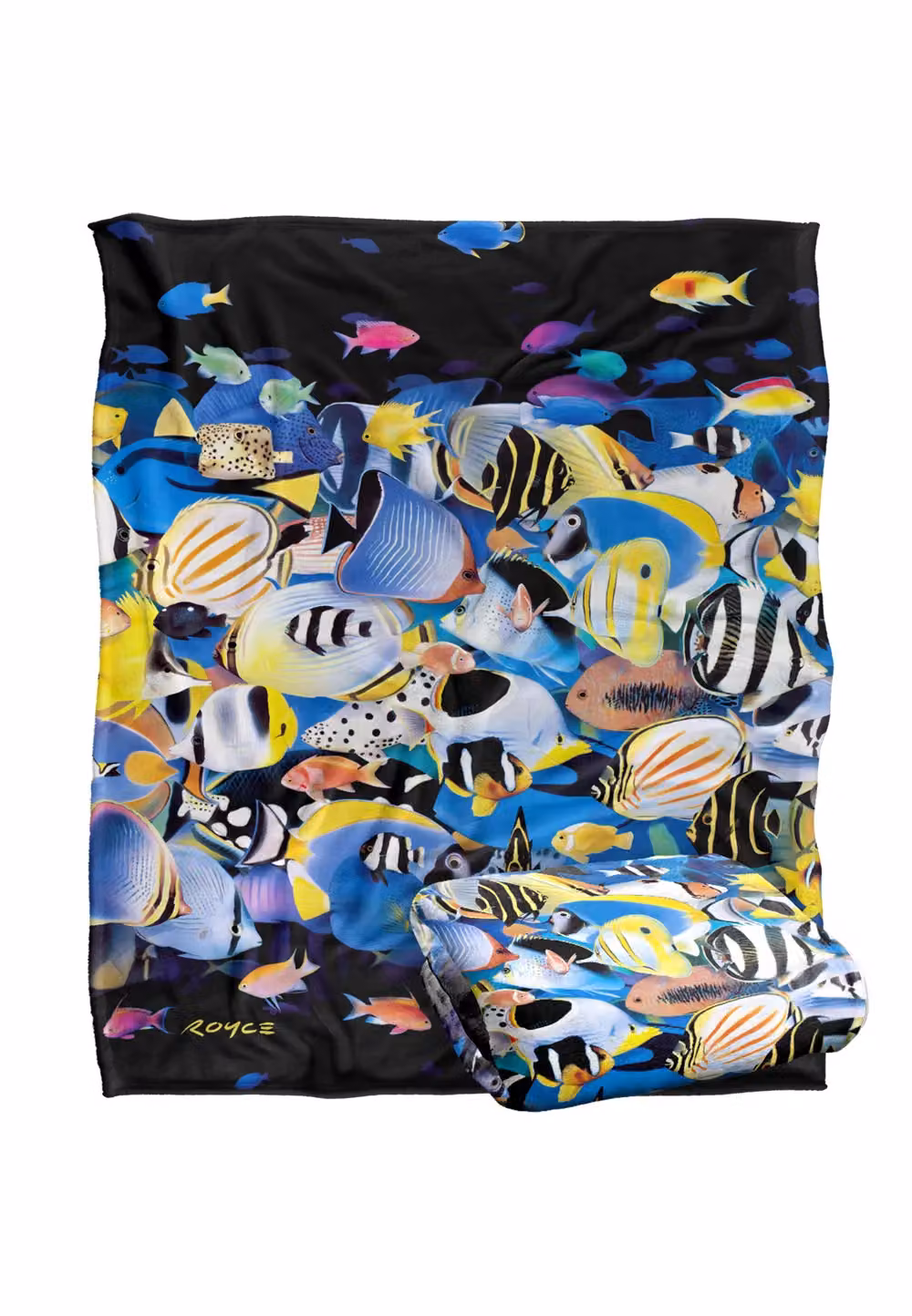 JQ Licensing Royce Mcclure Night Dive Tropical Fish Super Soft Fleece Throw Blanket, White, W/D/H: 152 x 127 cm – 7