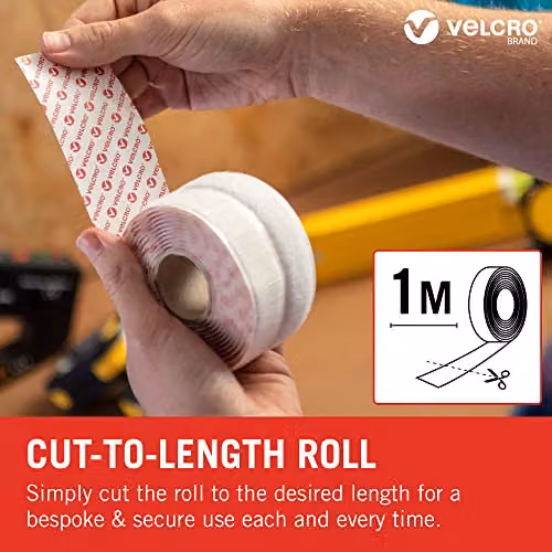 VELCRO Brand Stick On Double Sided Hook and Loop Self Adhesive Tape, Black, Width: 20 mm x Length: 1 m – 5
