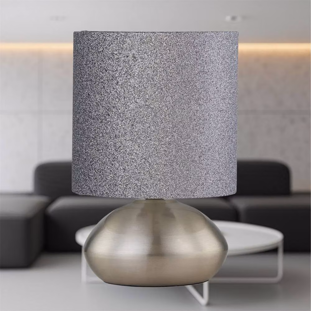 First Choice Lighting Jenson Touch Table Lamp in Chrome with Silver Glitter Shade – 3