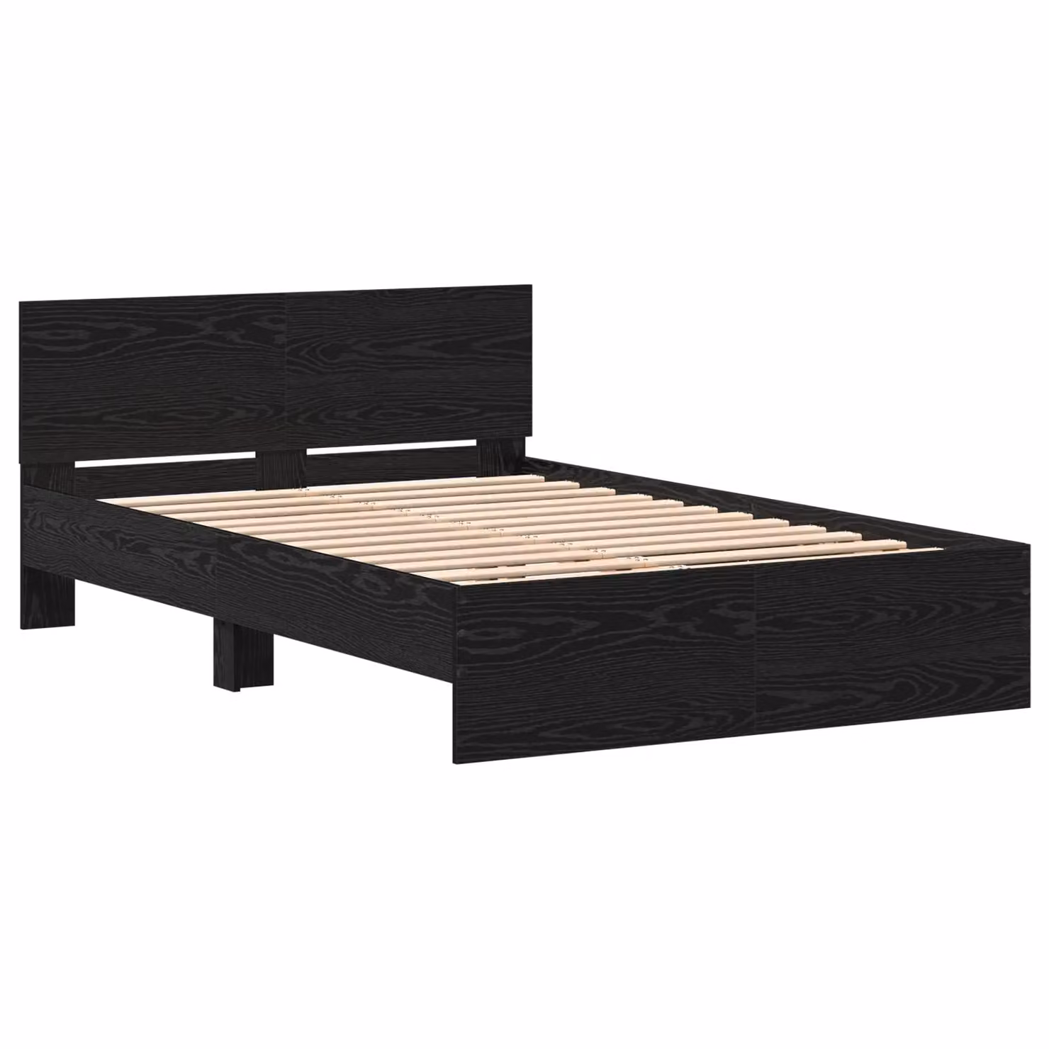 Berkfield Home Solid Wood Bed Frame with Headboard and Lift Up Base, Black Oak, W: 120 cm, D: 190 cm, H: 70 cm – 2