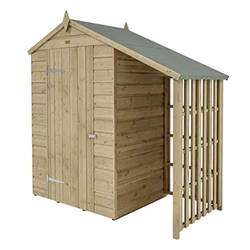 Rowlinson Oxford 4x3 Wood Pent Shed with Lean-To in Natural Brown – 2