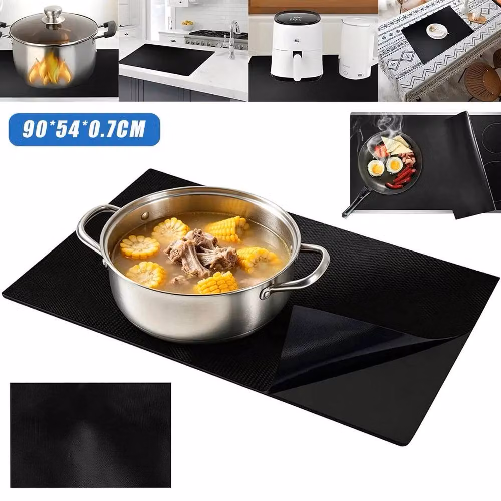 FLAVORA Heat Resistant Induction Hob Protector Mat, Black, W: 90 cm, D: 54 cm – 2