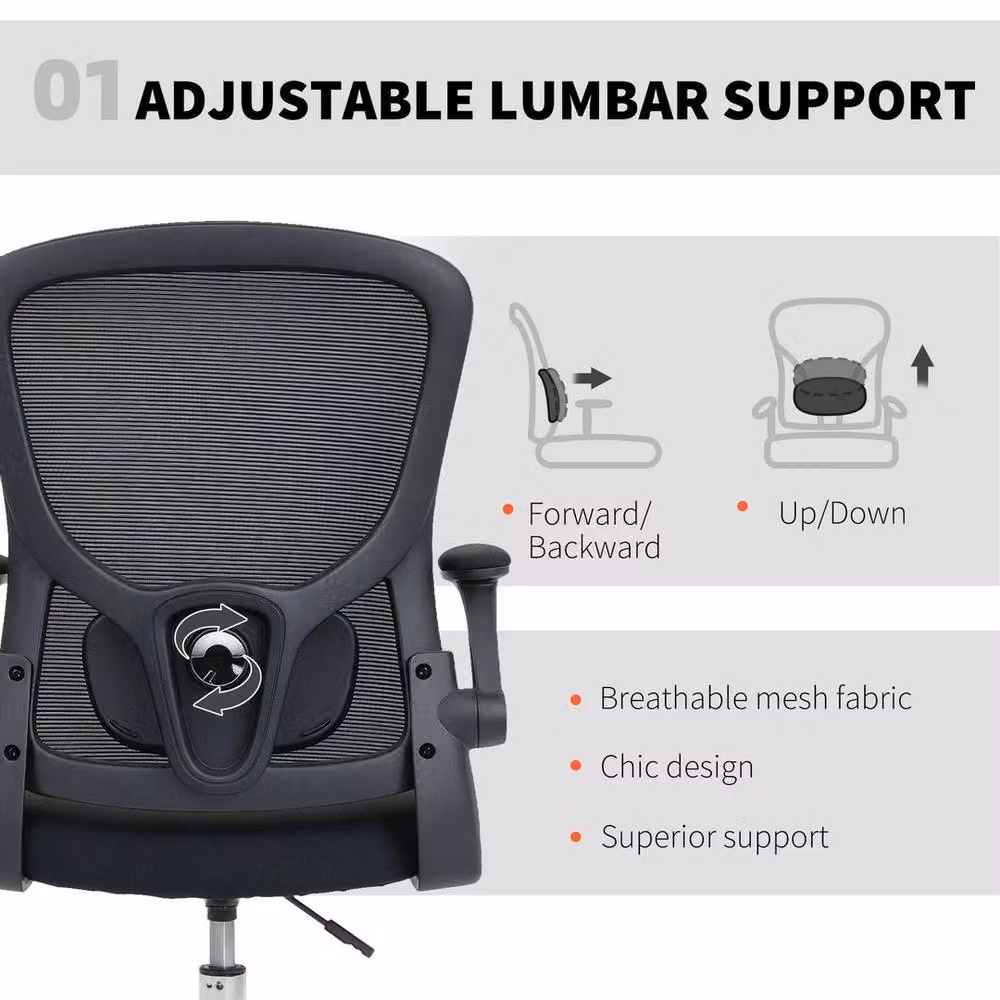 Havendro Ergonomic Tall Black Mesh and Fabric Office Drafting Chair with 360 Degree Swivel and Foot Ring – 4