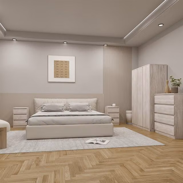 Seconique Malvern 3 Door Wardrobe Bedroom Set in Urban Snow White and Grey