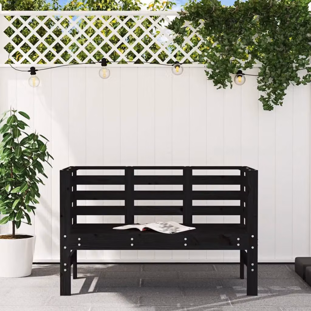 Berkfield Home Rustic Solid Wood Pine Garden Bench in Black, W/D/H: 111.5 x 53 x 71 cm – 3