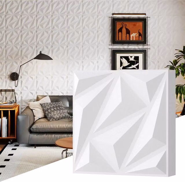 COSTWAY White Geometric 3D Acoustic Felt Wall Panels