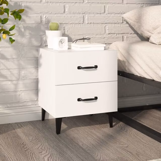 Berkfield Home White Bedside Cabinet W/D/H: 40 x 35 x 47.5 cm – 1