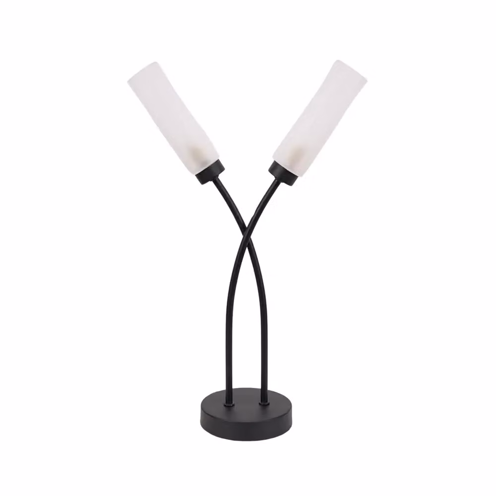 ValueLights Maya 2 Way Curved Cross Over Reed Shaded Table Lamp in Black and Gold/Brass – 2