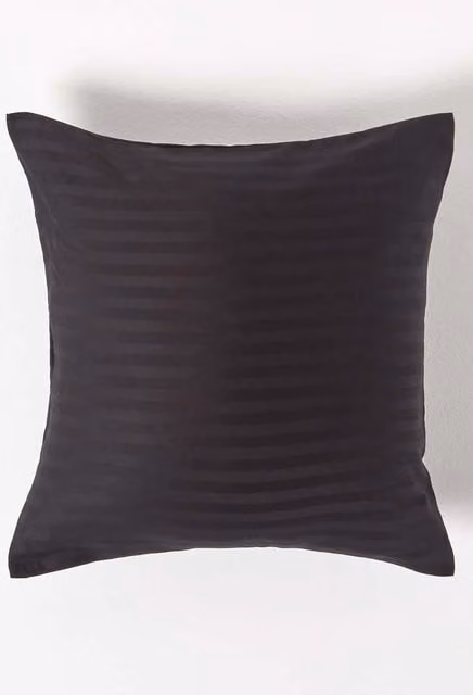 Homescapes Black Egyptian Cotton Mako Satin Striped Pillowcase with Zip, W/D/H: 40 x 40 cm, 330 TC – 1