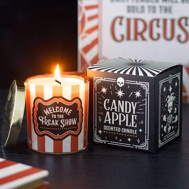 Uniqueful Freak Show Candy Apple Pillar Candle, Multicolour Striped Fruity Scented Wax Candle – 1