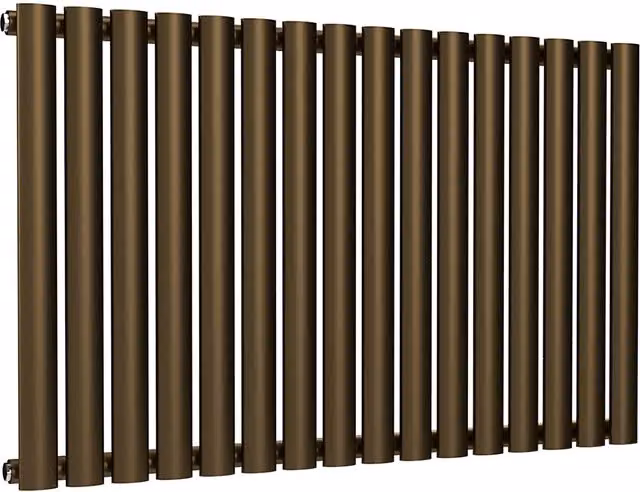 Lux Heat Oval Horizontal Wall Mounted Steel Radiator in Antique Brass, W: 96.0 cm, H: 60.0 cm