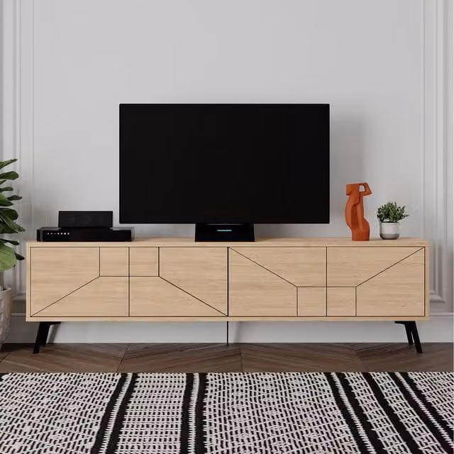 Decortie Dune Modern TV Unit Multimedia Centre in Oak, 180cm (Pack of 2) – 1