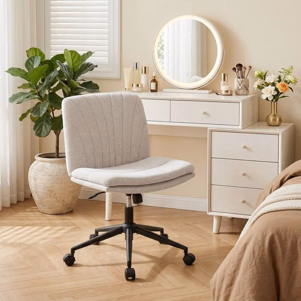 Rolipo Armless Criss Cross Swivel Office Chair in Beige – 2