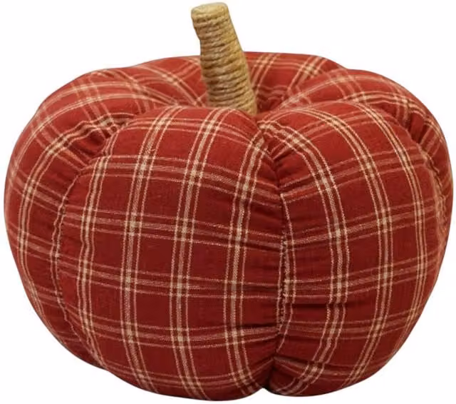 Four Candle Red Checked Fabric Pumpkin Autumn Tabletop Decor, Height: 18 cm – 1