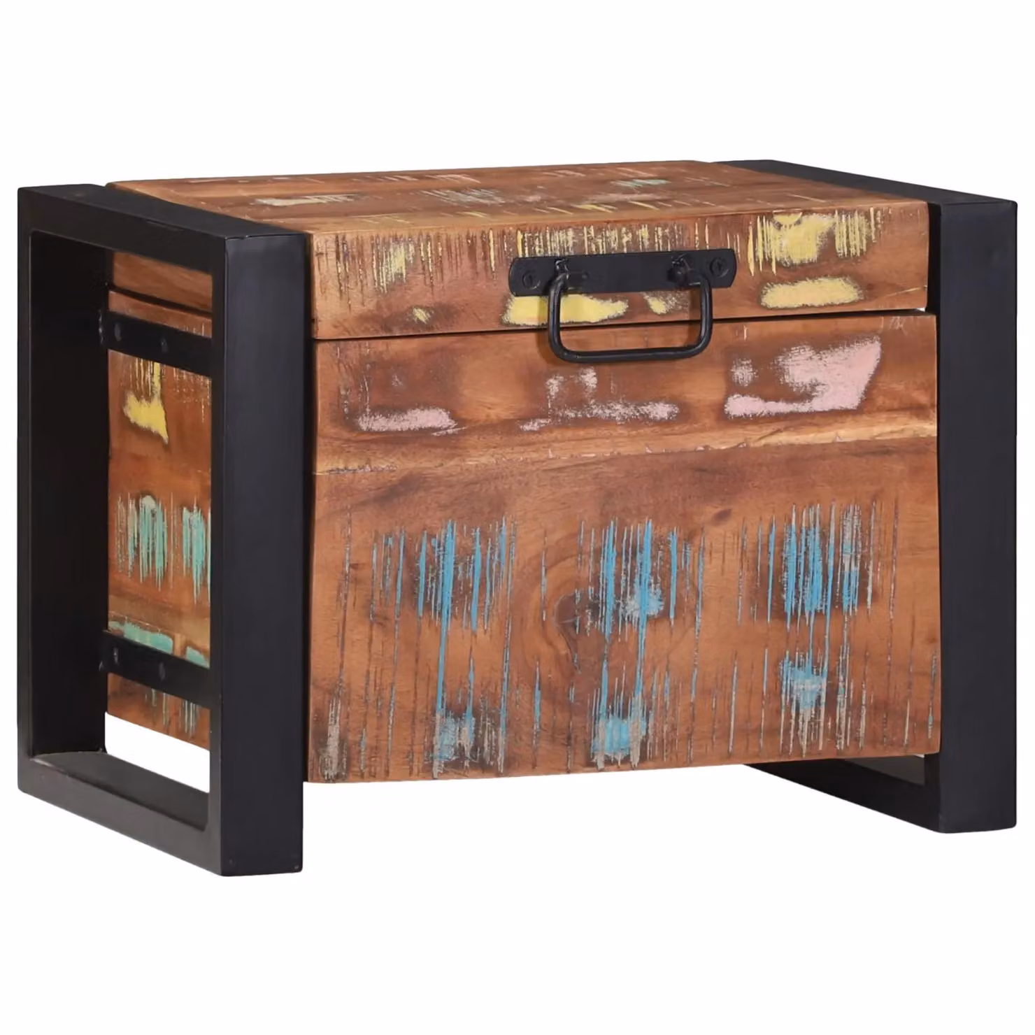 Berkfield Home Rustic Storage Chest in Brown Solid Reclaimed Wood and Metal, W/D/H: 40 x 30 x 30 cm – 2