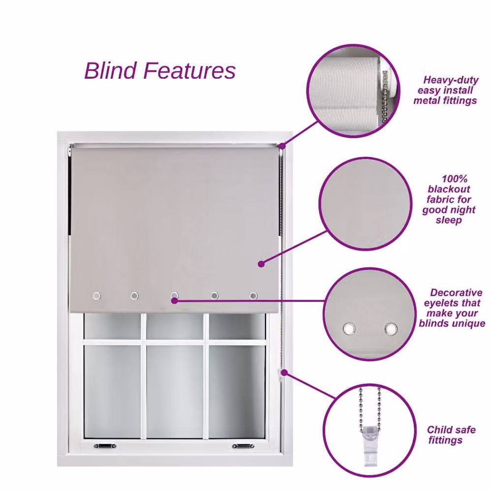 Furnished Purple Blackout Roller Blinds with Thermal Insulation and UV Resistance, Width: 235 cm, Drop: 210 cm – 2