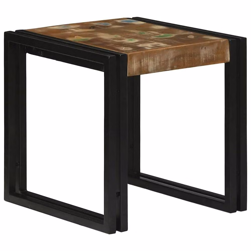 Berkfield Home Nesting Tables, 3 Piece Set in Brown and Multicolour Solid Reclaimed Wood – 3