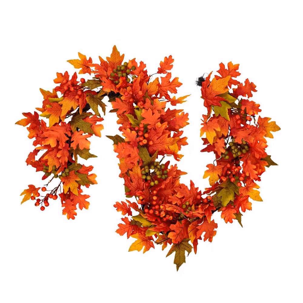 BOSK Autumn Blaze LED Garland with Warm White Microbulbs in Orange, Red, Yellow and Green, Length: 182.88 cm, Diameter: 30.48 cm – 2