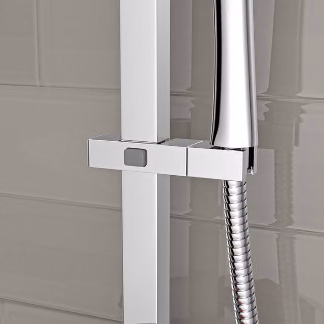Nes Home Square ABS Adjustable Showerhead Holder Slider Bracket in Chrome Metallic Silver