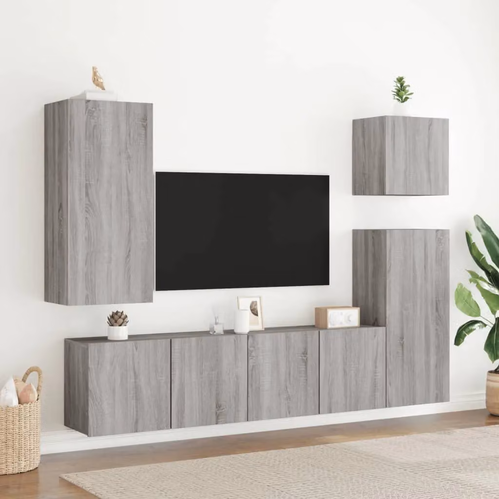 Berkfield Home Wall-mounted TV Cabinets, 2 Piece Set in Grey, W: 80 cm, D: 30 cm, H: 41 cm – 3