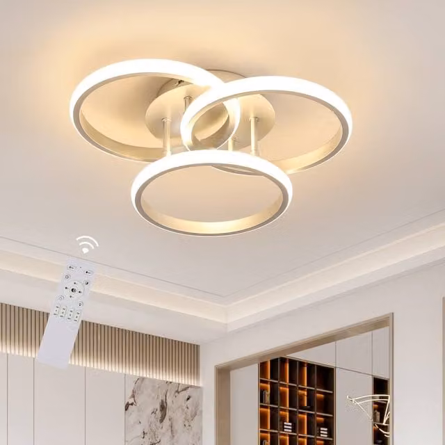Goeco 42W Dimmable LED Ceiling Light with 3 Rings in Silver – 1
