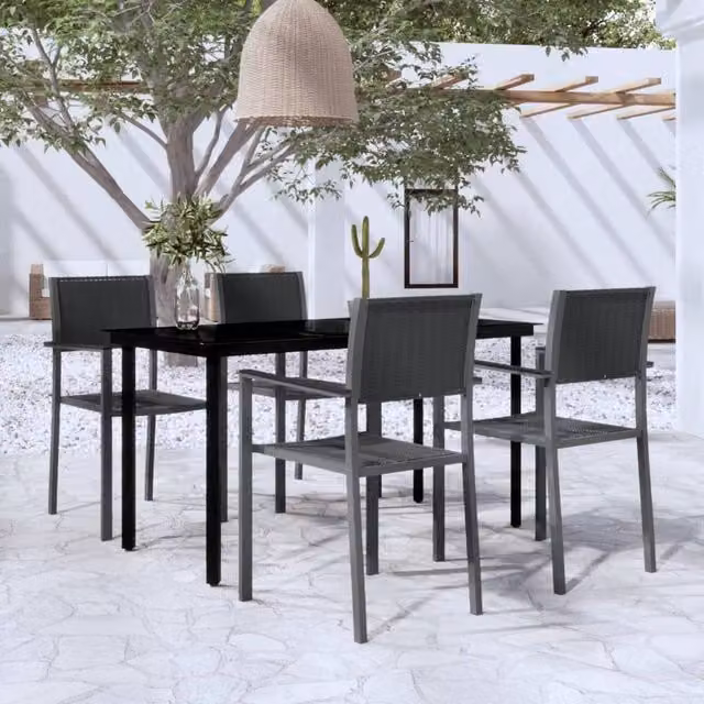 Berkfield Home 5 Piece Garden Dining Set in Black – 1
