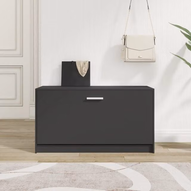 Berkfield Home Black Modern Shoe Bench W/D/H: 80 x 24 x 45 cm – 1