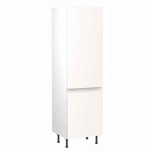 Kitchen Kit White Gloss J-Pull Bridging Wall Cabinet Fridge and Freezer Housing Unit W: 60 cm, H: 212 cm