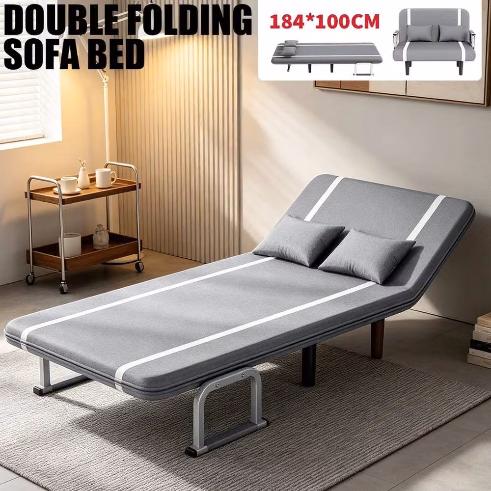 FORGEVIO Double Fabric Sofa Bed Sleeper in Grey – 4