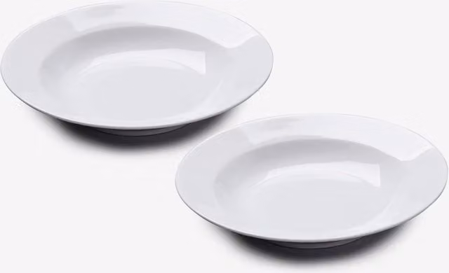 WM Bartleet & Sons Porcelain Wide Rim Soup, Cereal and Salad Bowl Set of 2, White, Diameter: 22 cm