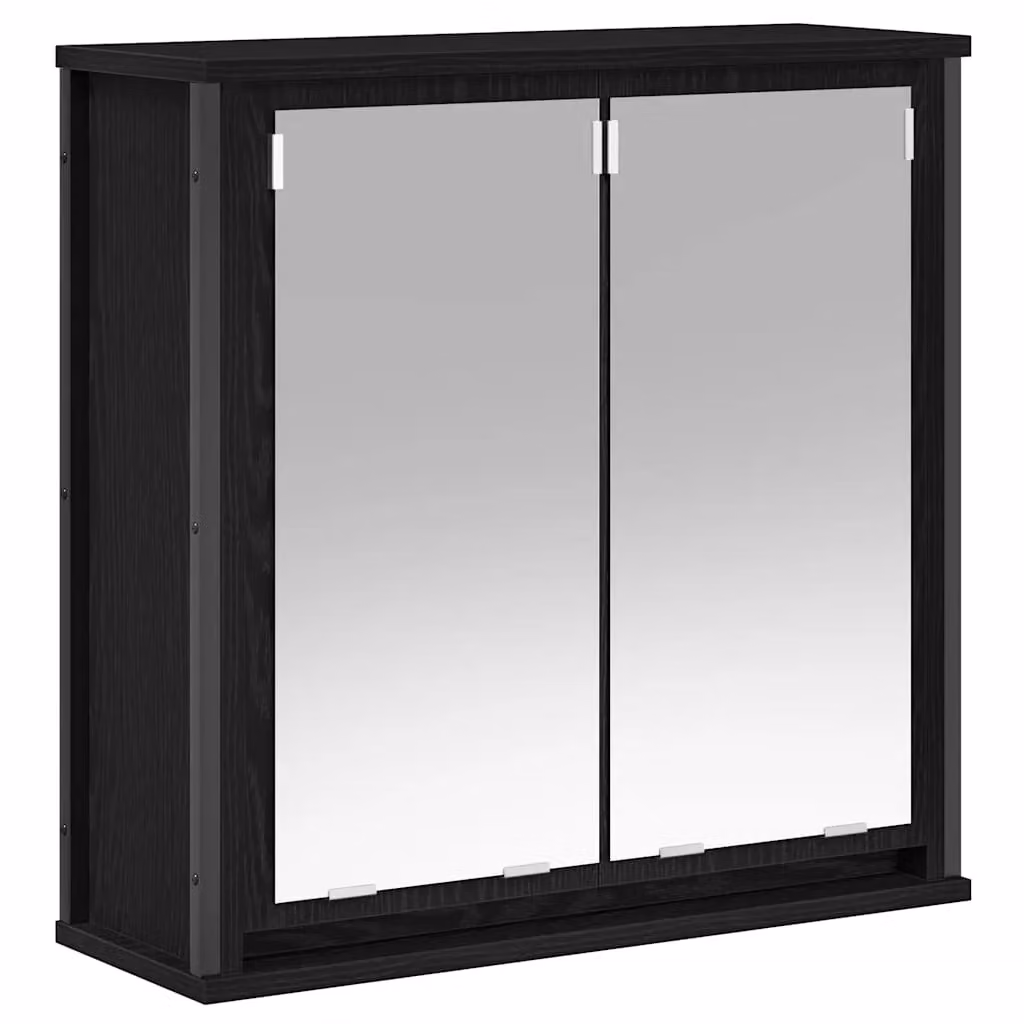Berkfield Home Black Oak Bathroom Wall Cabinet with Mirror and Internal Shelves, W/D/H: 60 x 21 x 60 cm – 2