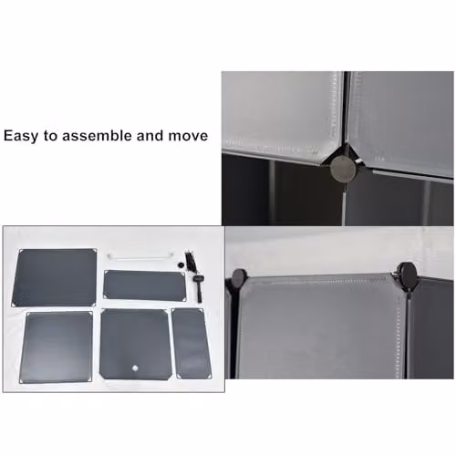 Gr8 Home 15 Cube Grey Modular Wardrobe with Hinged Doors and Hanging Rod, W/D/H: 165 x 45 x 45 cm – 6