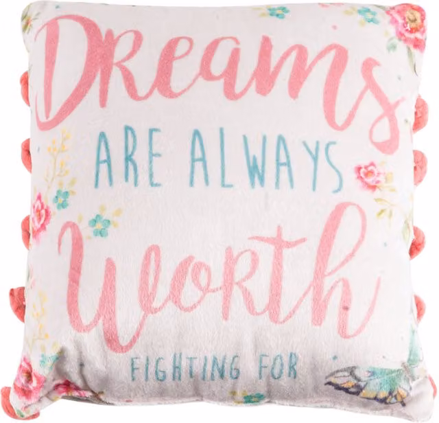 Home Sentiments White Square Pom Pom Cushion