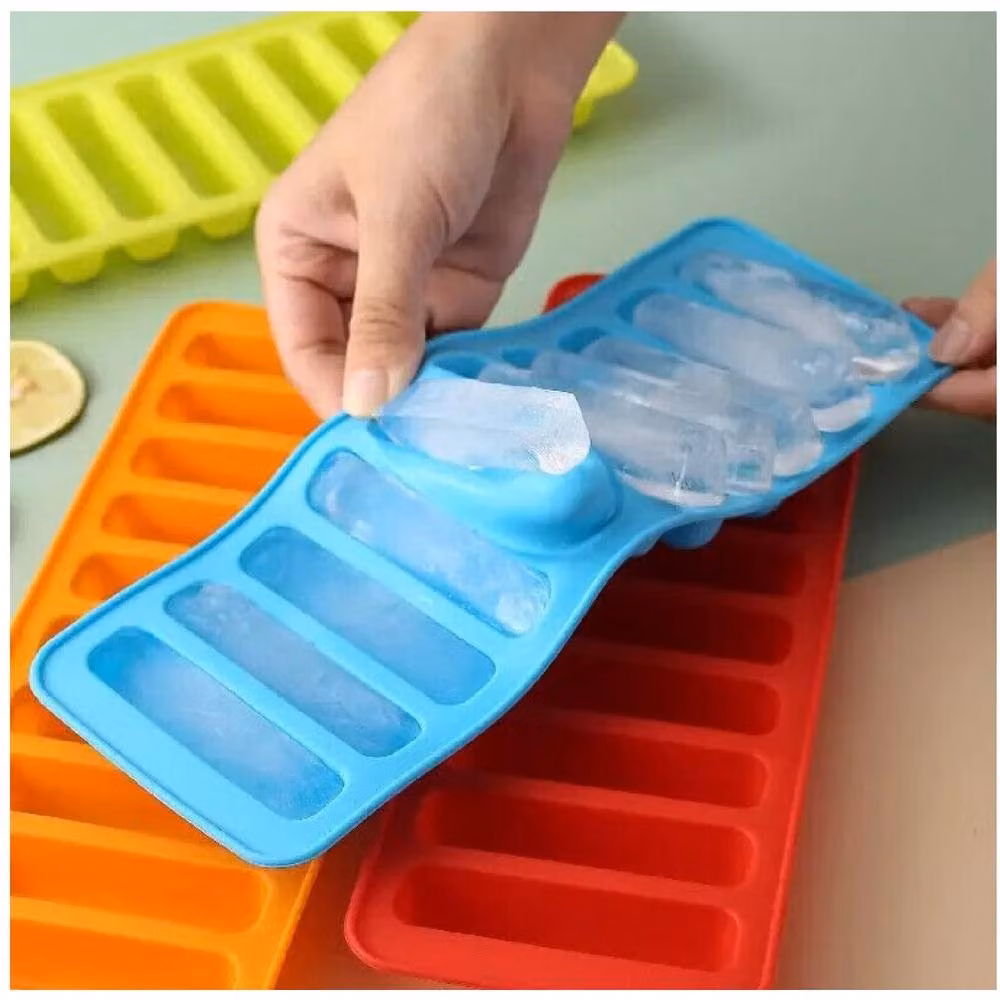 BARGAINS-GALORE Set of 2 Multicolour Silicone Ice Cube Trays for Water Bottles, Glasses and Flasks – 2
