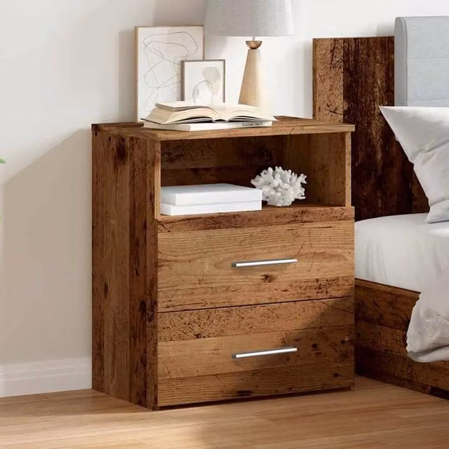 Berkfield Home Stylish Bedside Cabinet in Brown Old Wood, W/D/H: 50 x 32 x 60 cm – 1