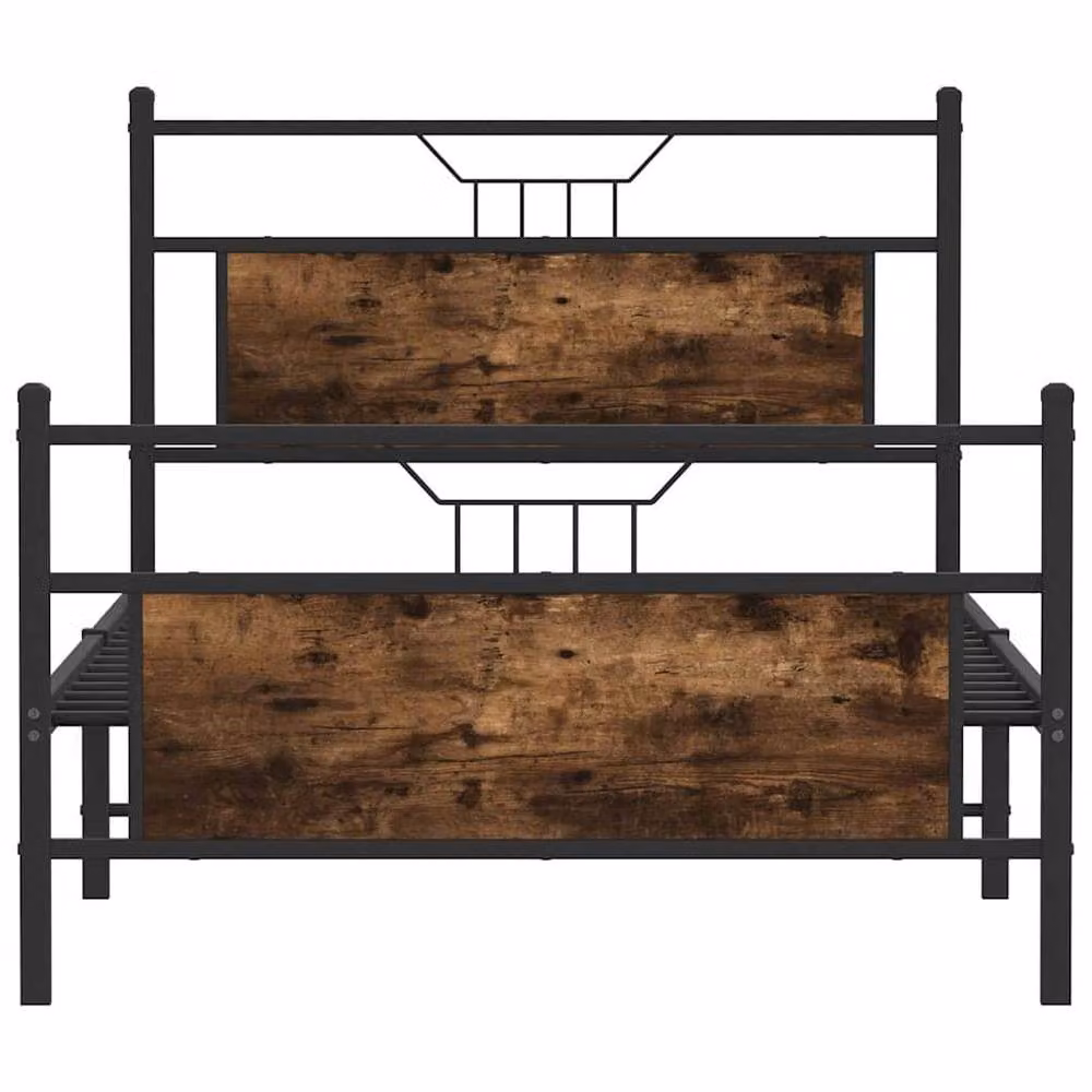Berkfield Home Industrial Bed Frame in Smoked Oak and Brown, W/D/H: 105.5 x 196 x 91.5 cm – 4
