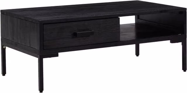 Berkfield Home Black Solid Pinewood Coffee Table, W: 90 cm, D: 50 cm, H: 35 cm – 1
