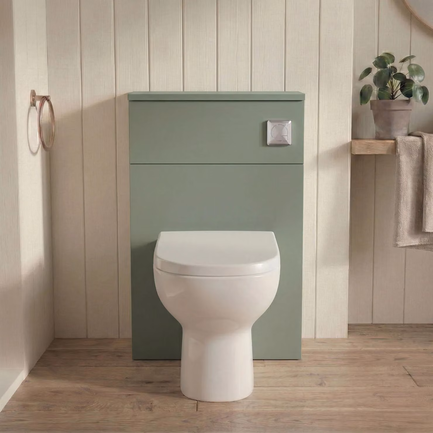 Balterley Contemporary Compact WC Toilet Unit in Matt Satin Green, Width: 50 cm – 2