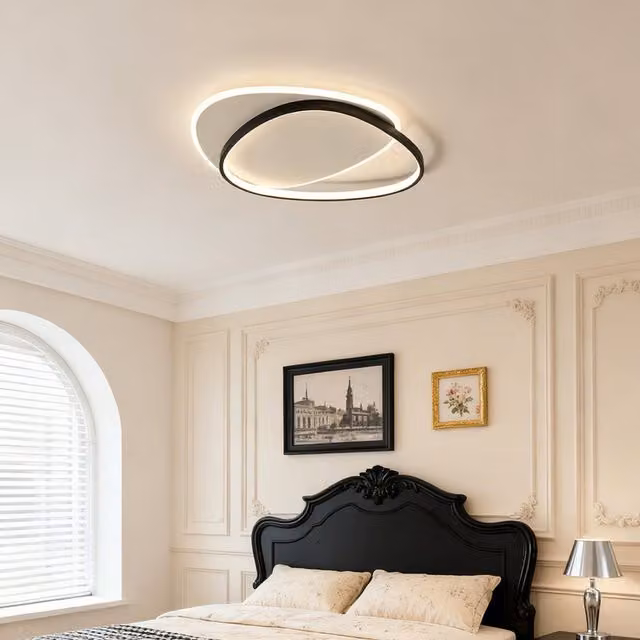 Livingandhome Modern Triangular Dimmable LED Ceiling Light with Remote Control in Black