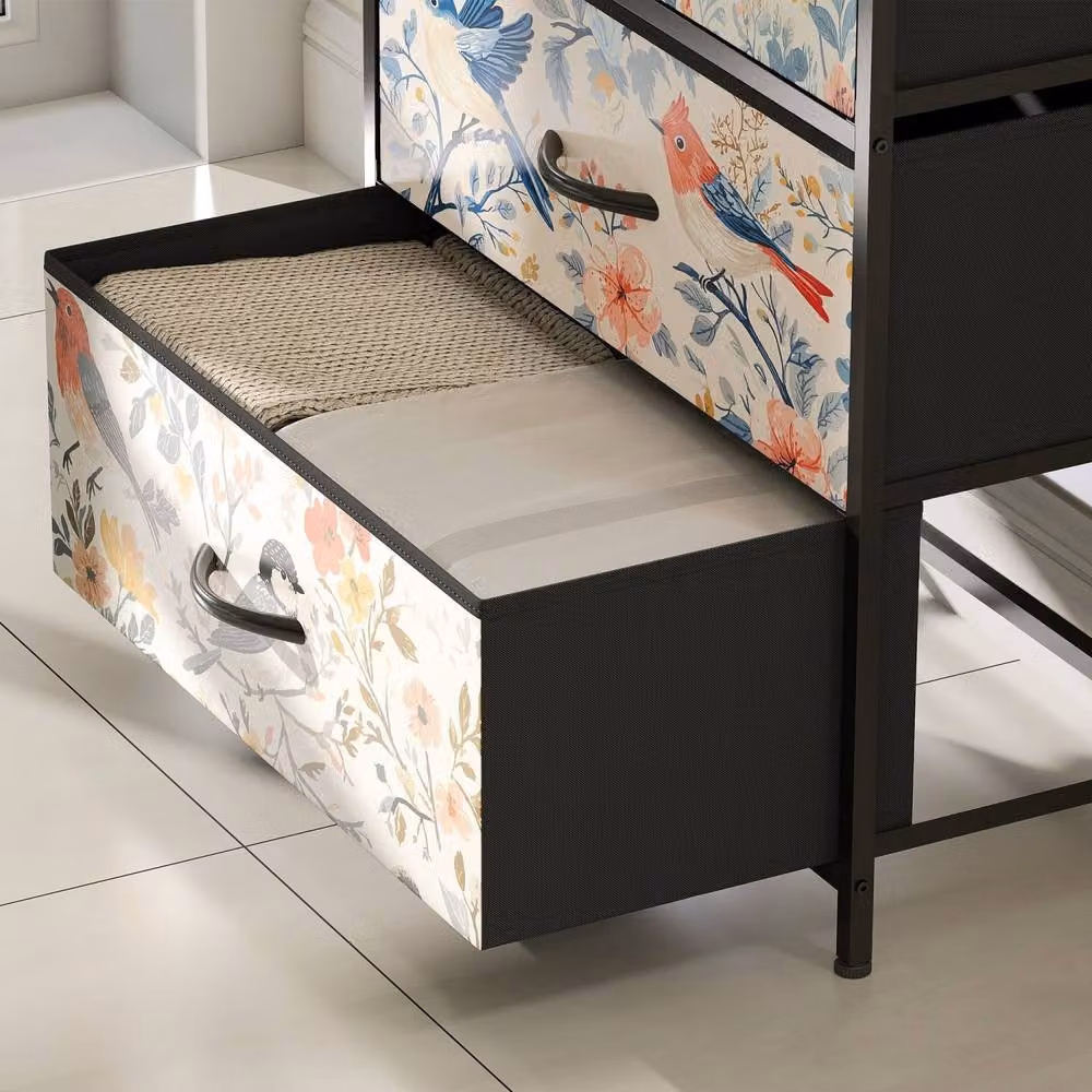 Wyld Haus Tonona White 4 Drawer Fabric Storage Chest with Floral Design – 10