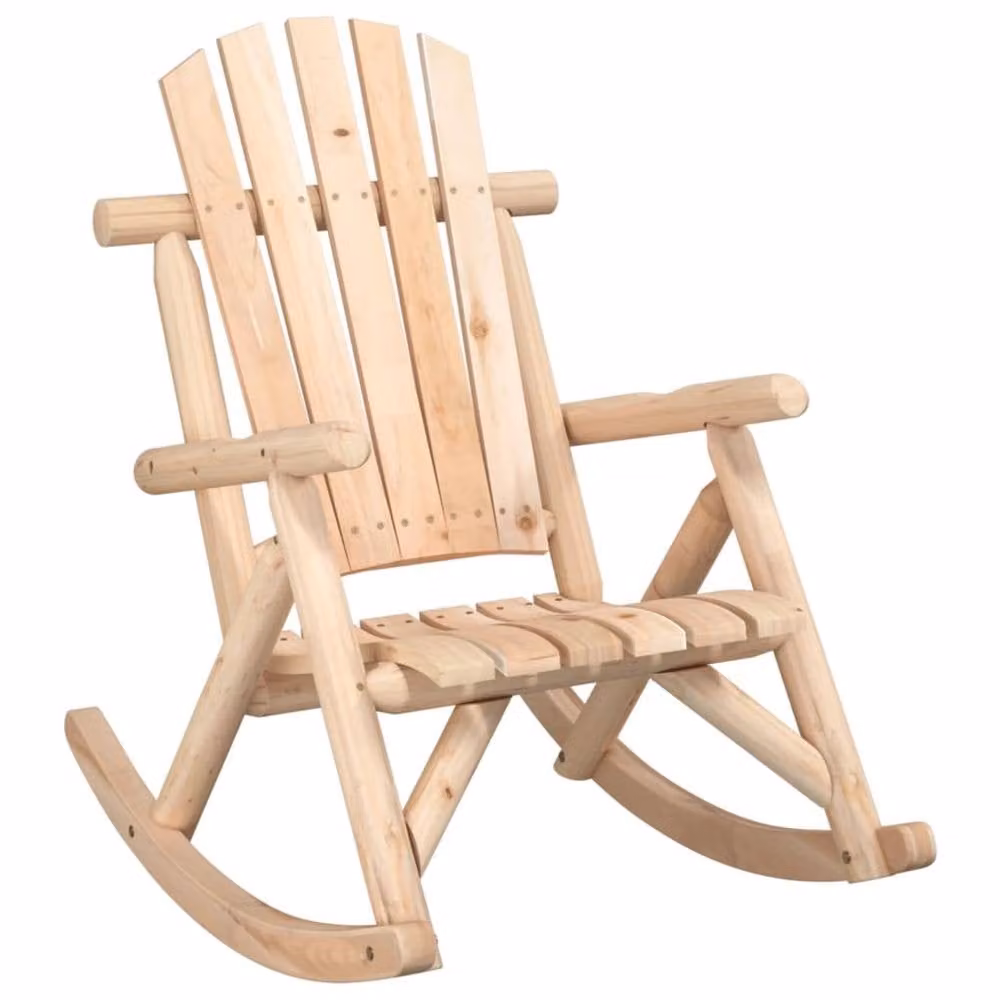 Berkfield Home Garden Rocking Chair in Natural Solid Spruce Wood, W/D/H: 69 x 96 x 101 cm – 2