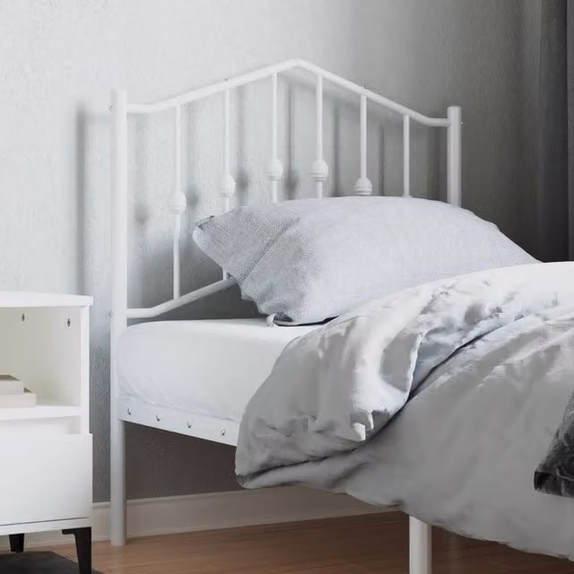Berkfield Home Classic Metal Headboard in White and Black, Width: 80 cm