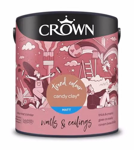 Crown Candy Clay Matt Emulsion Water Based Paint, Red/Pink, 2.5l – 2