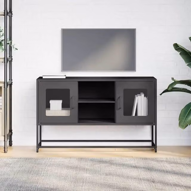 Berkfield Home Industrial Black Steel TV Cabinet W/D/H: 100.5 x 39 x 60.5 cm