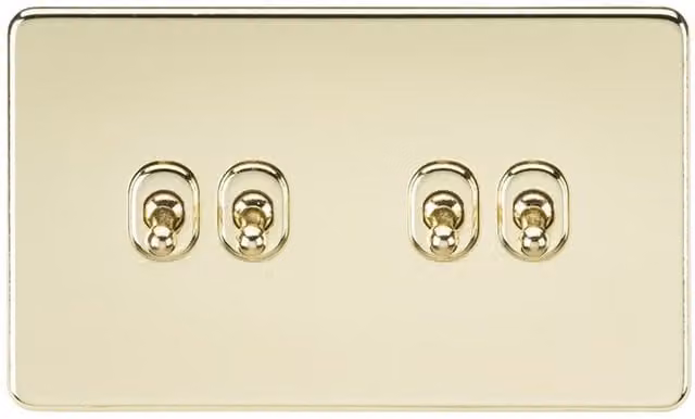 Knightsbridge SF4TOGPB Screwless 10AX 4G 2-Way Toggle Switch in Polished Brass