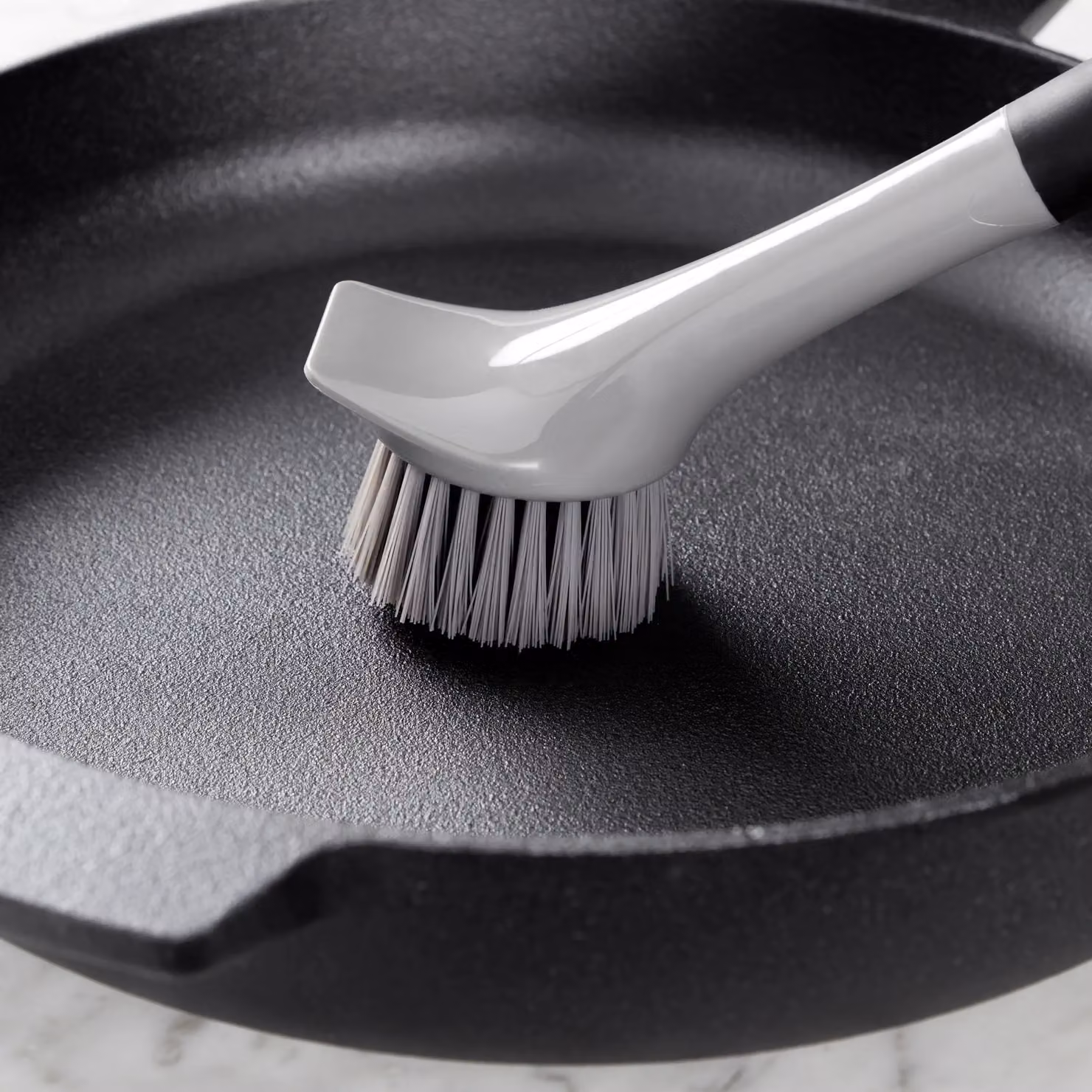 KitchenAid Long Handled Cast Iron Scrubbing Brush with Scraper in Grey – 3