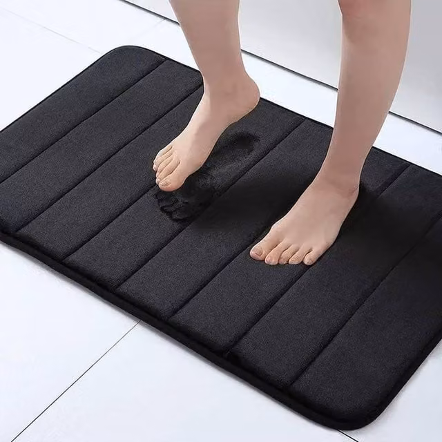 Kelvenix Set of 3 Black Memory Foam Non-Slip Rectangular Bath Mats – 1