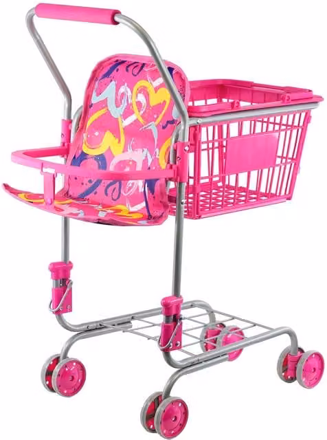 BiBi Doll 2in1 Kids Shopping Trolley in Pink