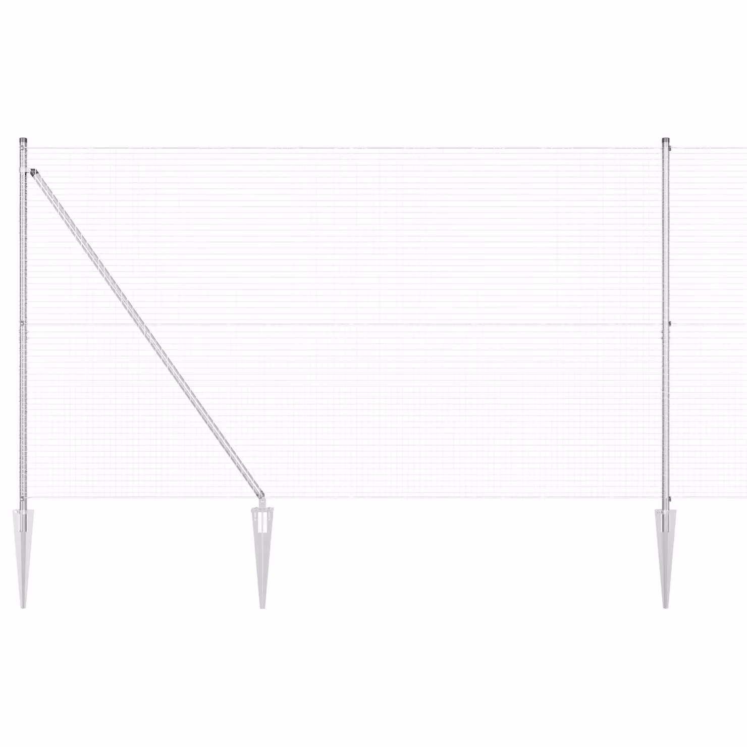 Berkfield Home Silver Galvanised Steel Welded Wire Fence with 13 Round Spike Posts, 1.5 x 50 m – 2